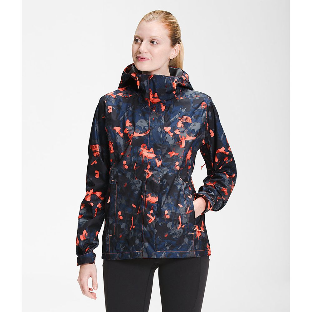 The North Face Rain Jacket Womens Australia - The North Face Printed Venture 2 Orange Dryvent (XNW-6